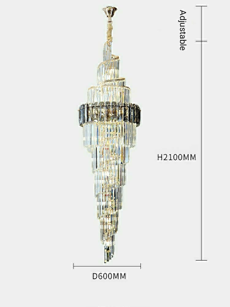 Spiral High Ceiling Light Fixture Long Crystal Chandelier For Foyer Staircase/ Living Room-Chandeliers-Blushlighting-Blushlighting