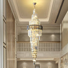 Spiral High Ceiling Light Fixture Long Crystal Chandelier For Foyer Staircase/ Living Room-Chandeliers-Blushlighting-Blushlighting