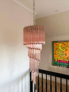 Spiral Prism Glass Chandelier - ∅ 15.7″ x H 39.4″Pink & NickelBlushlighting