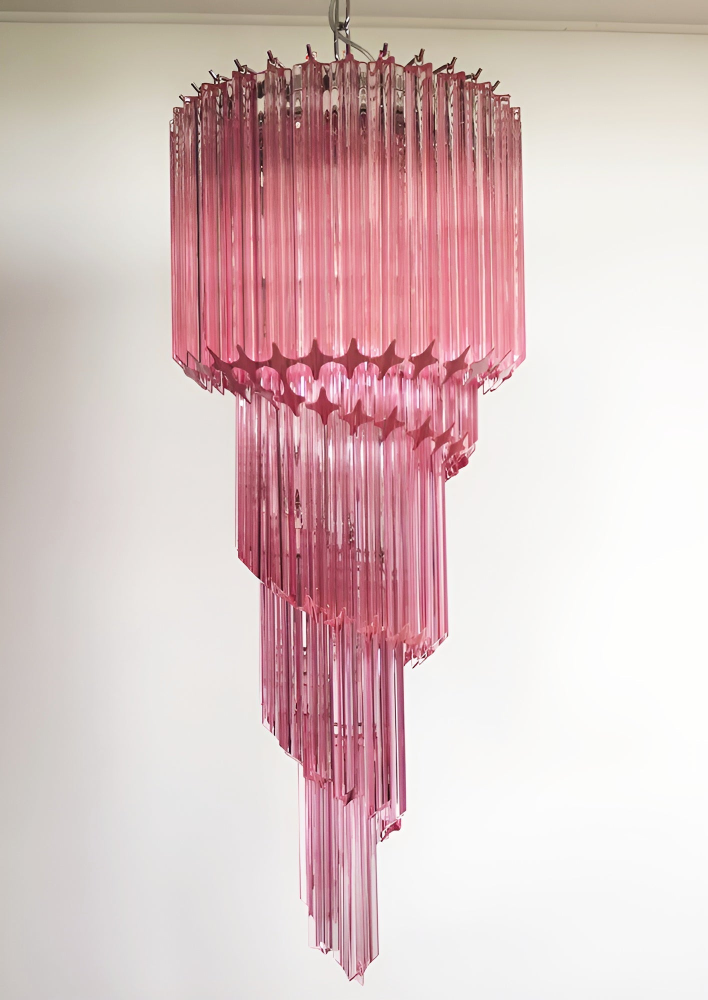 Spiral Prism Glass Chandelier - ∅ 15.7″ x H 39.4″Pink & NickelBlushlighting