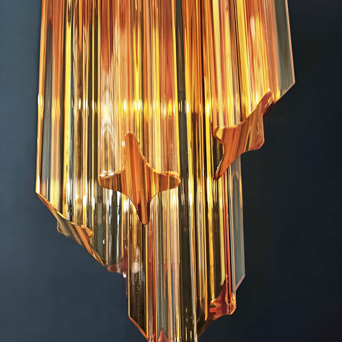 Spiral Prism Glass Chandelier - ∅ 15.7″ x H 39.4″Pink & NickelBlushlighting