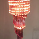 Spiral Prism Glass Chandelier - ∅ 15.7″ x H 39.4″Pink & NickelBlushlighting