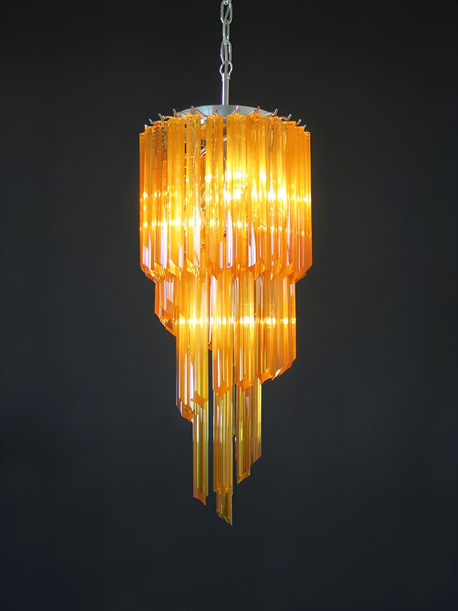 Spiral Prism Glass Chandelier - ∅ 15.7″ x H 39.4″Pink & NickelBlushlighting