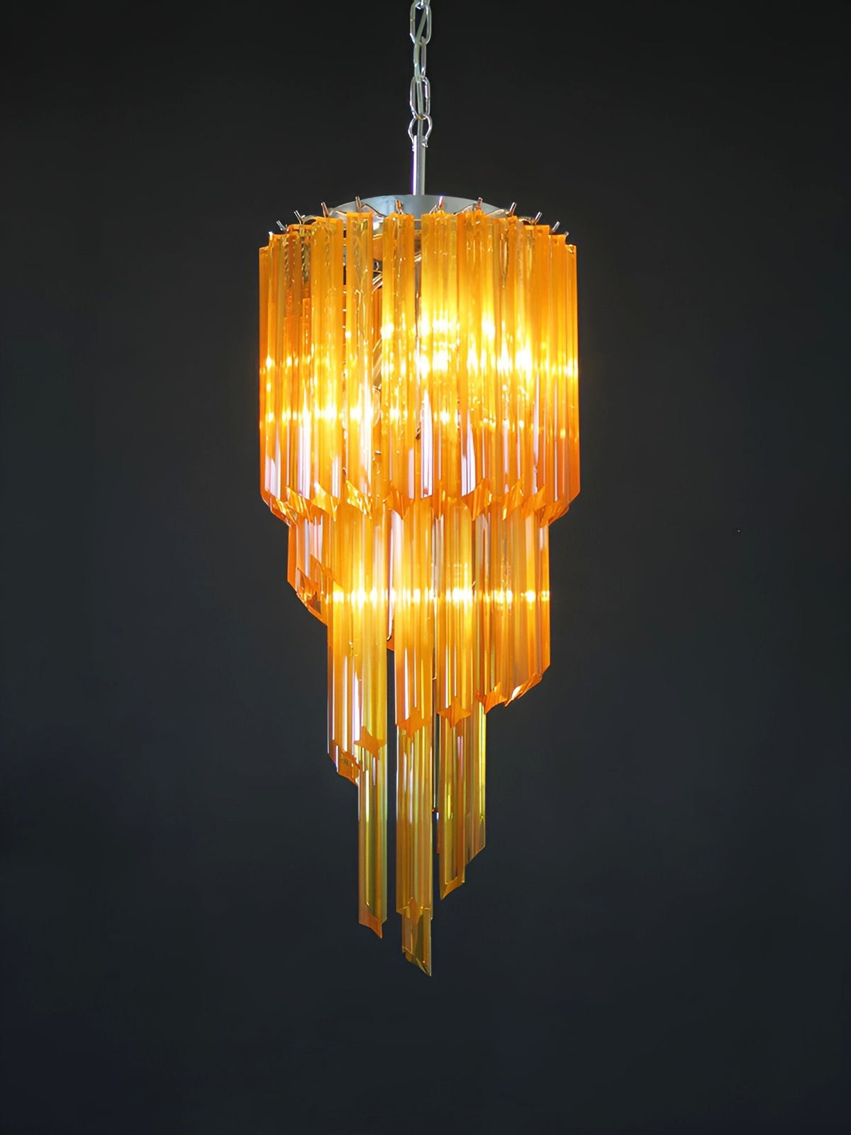 Spiral Prism Glass Chandelier - ∅ 15.7″ x H 39.4″Pink & NickelBlushlighting