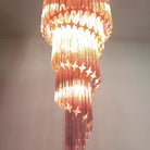 Spiral Prism Glass Chandelier - ∅ 15.7″ x H 39.4″Pink & NickelBlushlighting