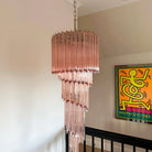 Spiral Prism Glass Chandelier - ∅ 15.7″ x H 39.4″Pink & NickelBlushlighting