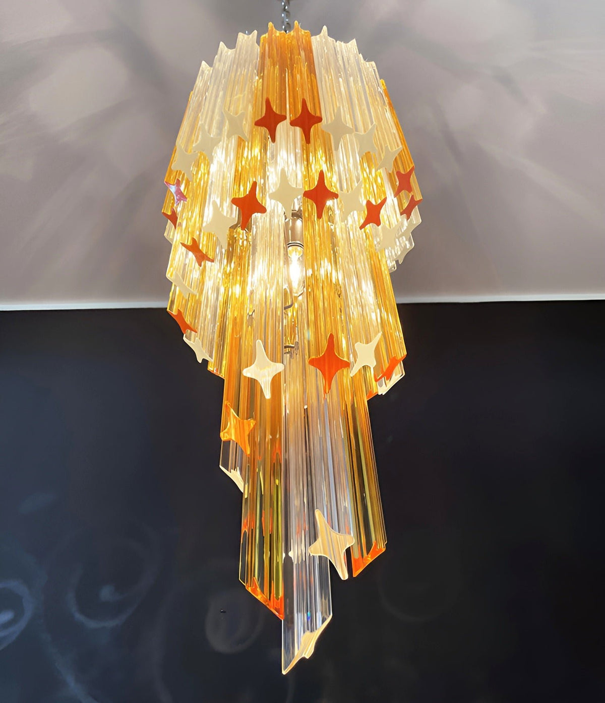 Spiral Prism Glass Chandelier - ∅ 15.7″ x H 39.4″Amber & NickelBlushlighting