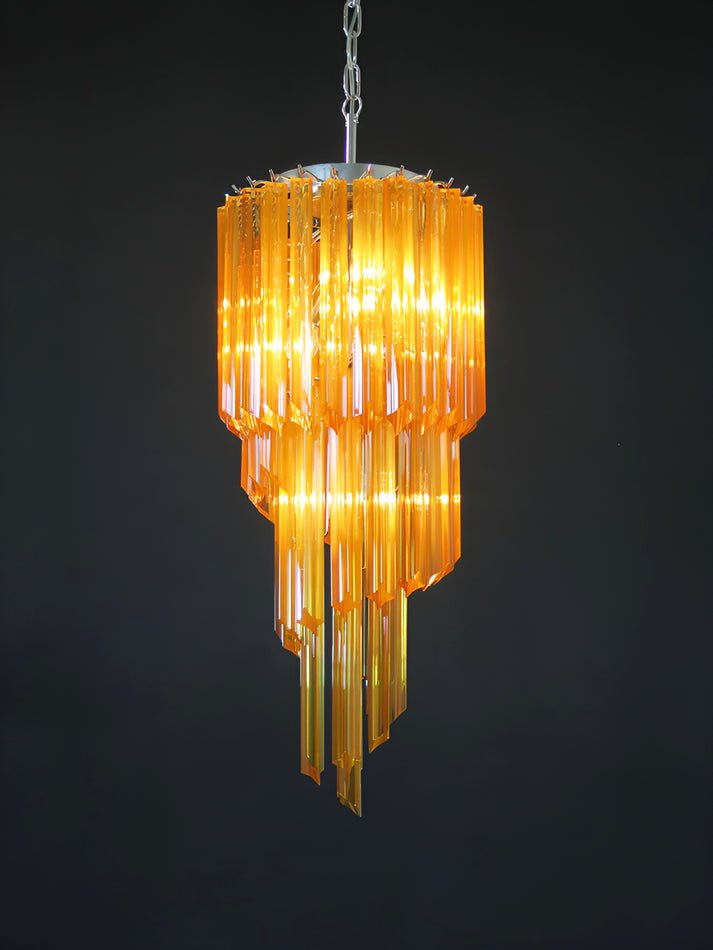 Spiral Prism Glass Chandelier - ∅ 15.7″ x H 39.4″Pink & NickelBlushlighting