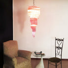 Spiral Prism Glass Chandelier - ∅ 15.7″ x H 39.4″Pink & NickelBlushlighting