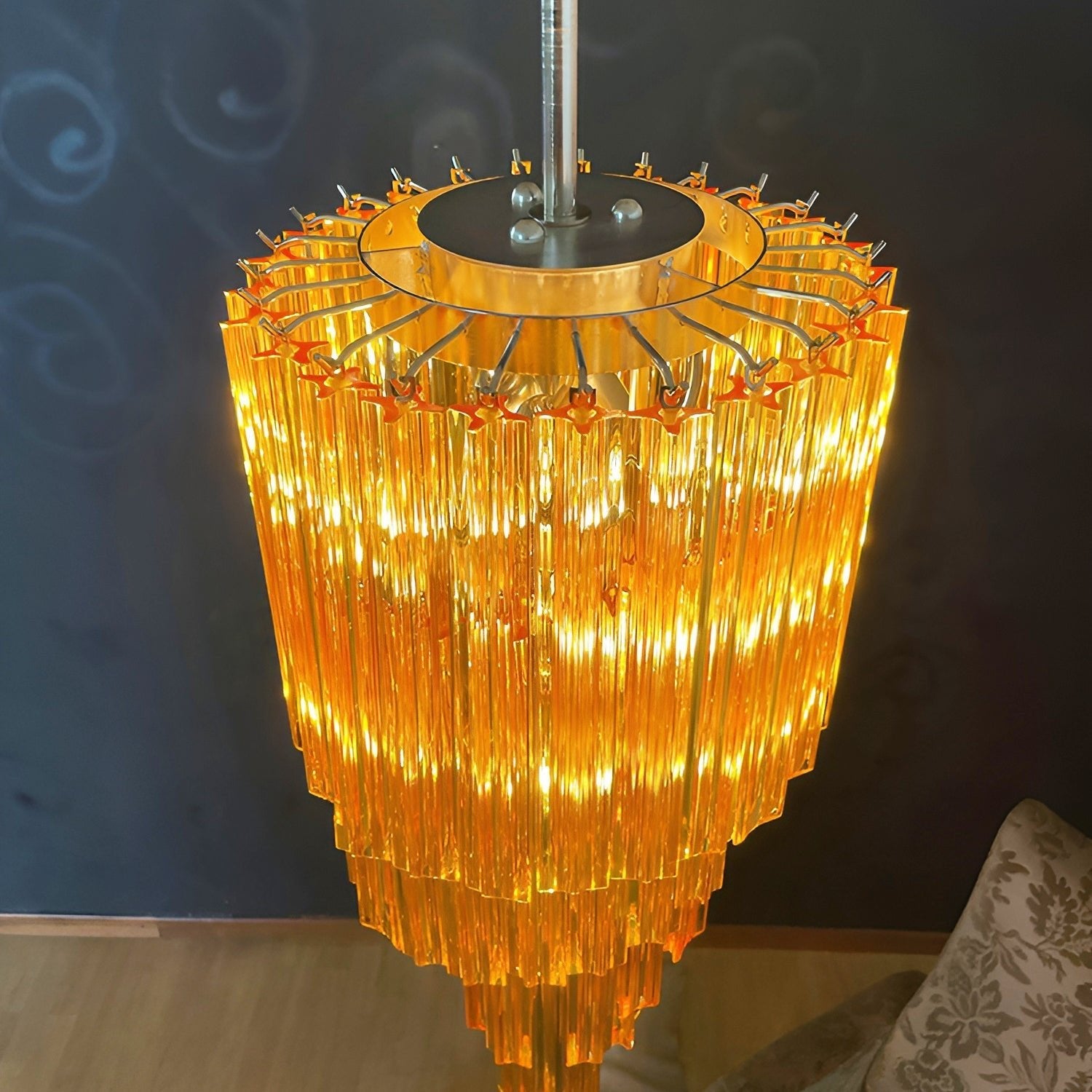 Spiral Prism Glass Chandelier - ∅ 15.7″ x H 39.4″Pink & NickelBlushlighting