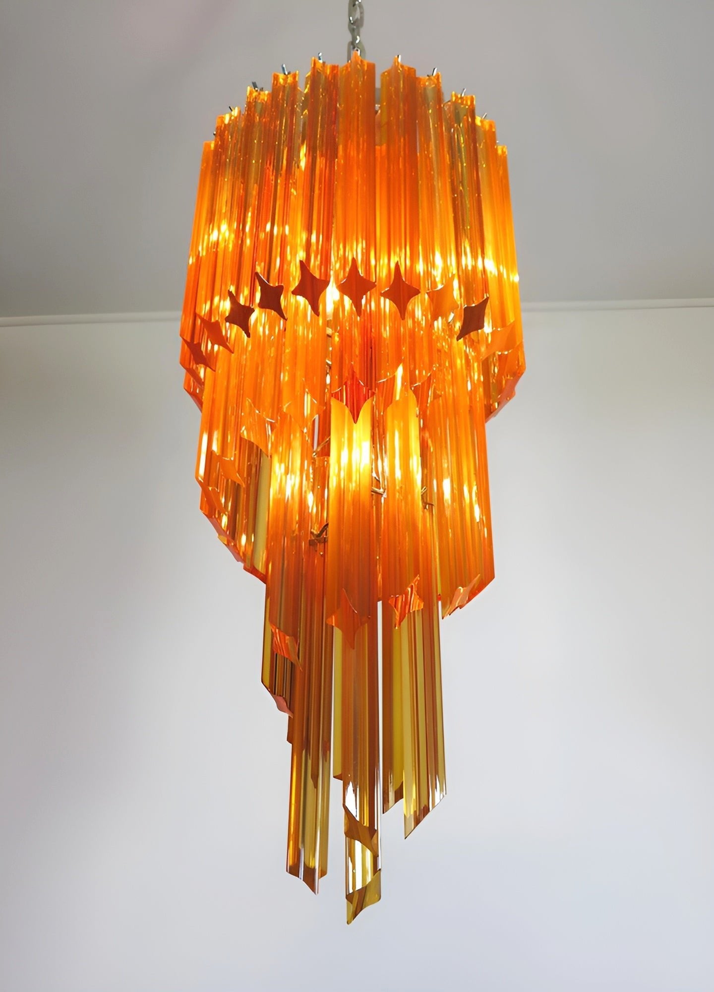 Spiral Prism Glass Chandelier - ∅ 15.7″ x H 39.4″Amber & NickelBlushlighting