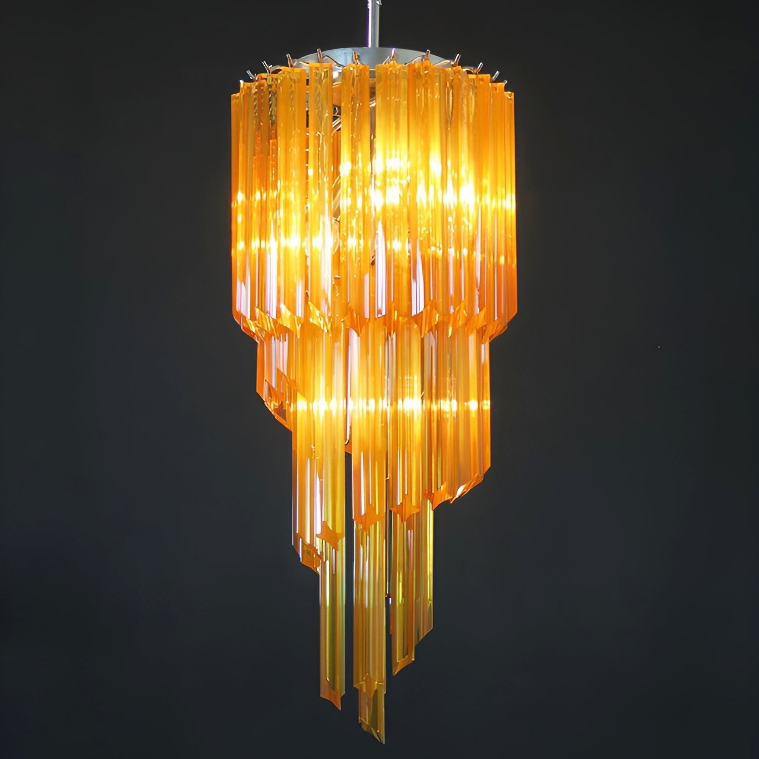 Spiral Prism Glass Chandelier - ∅ 15.7″ x H 39.4″Pink & NickelBlushlighting