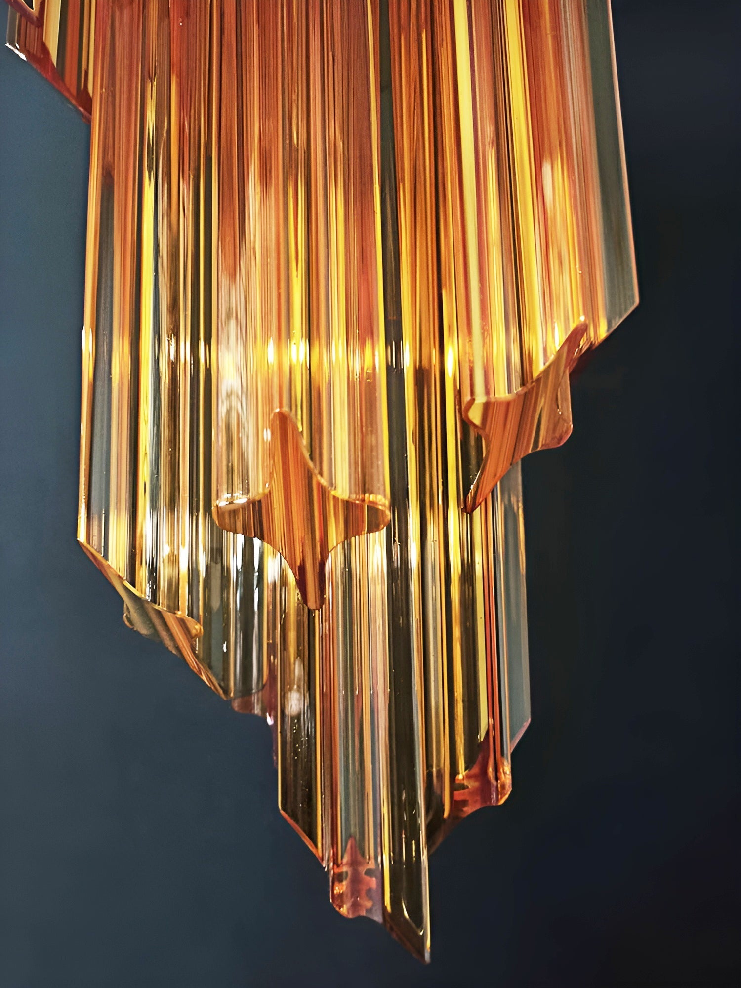Spiral Prism Glass Chandelier - ∅ 15.7″ x H 39.4″Pink & NickelBlushlighting