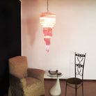 Spiral Prism Glass Chandelier - ∅ 15.7″ x H 39.4″Pink & NickelBlushlighting
