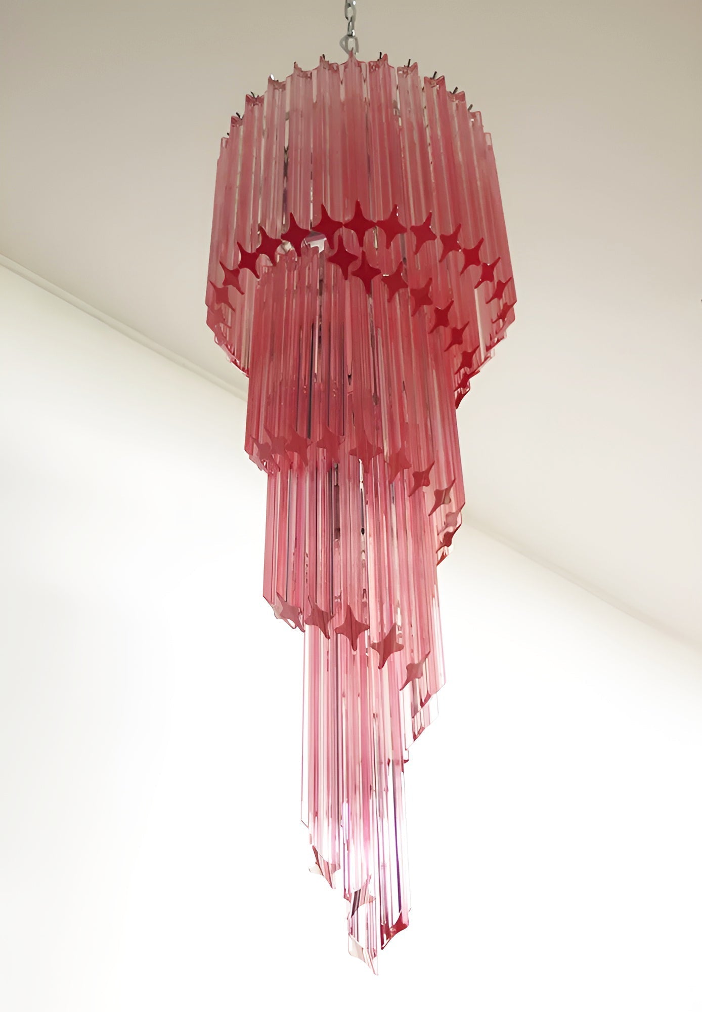 Spiral Prism Glass Chandelier - ∅ 15.7″ x H 39.4″Pink & NickelBlushlighting