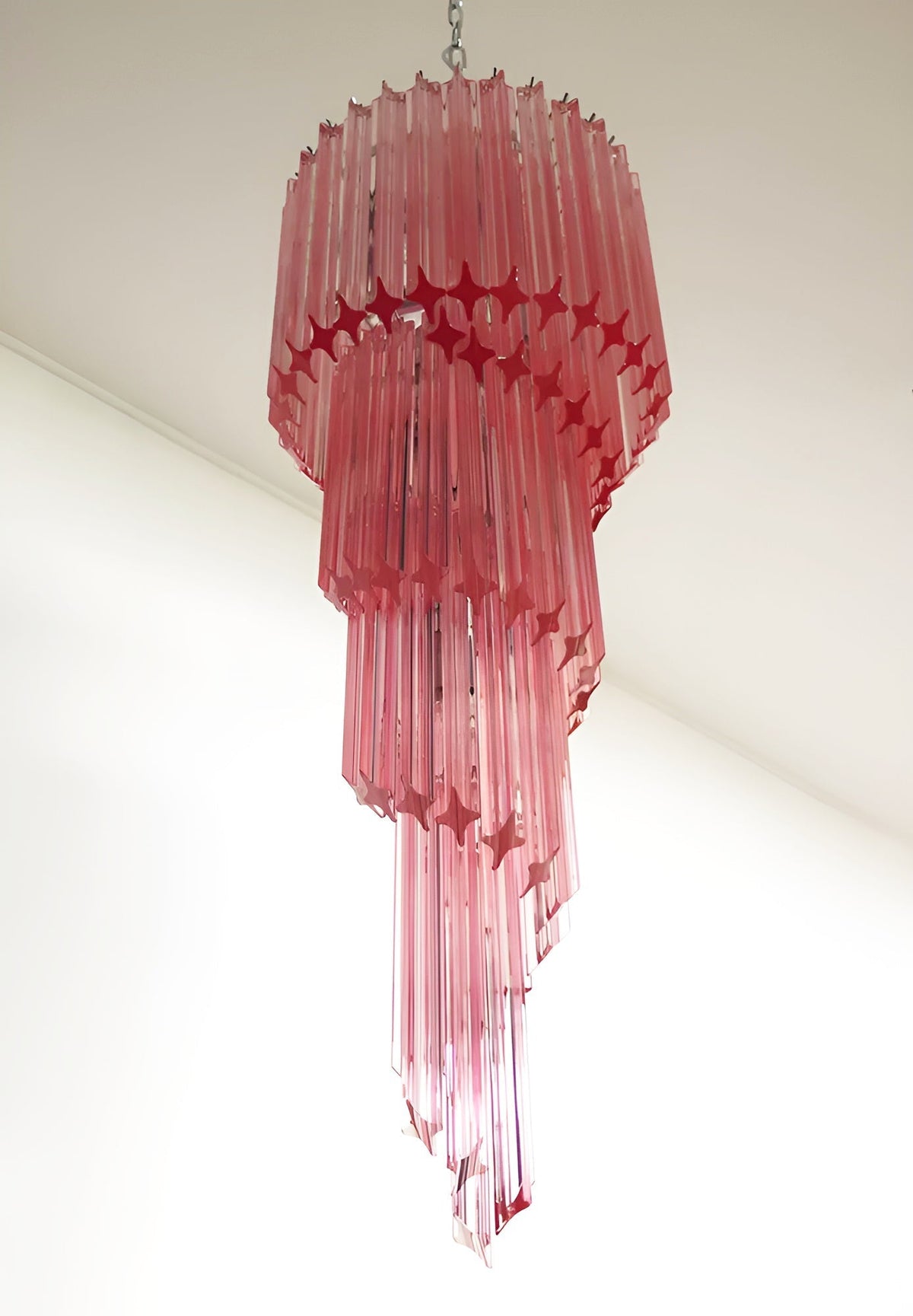Spiral Prism Glass Chandelier - ∅ 15.7″ x H 39.4″Pink & NickelBlushlighting