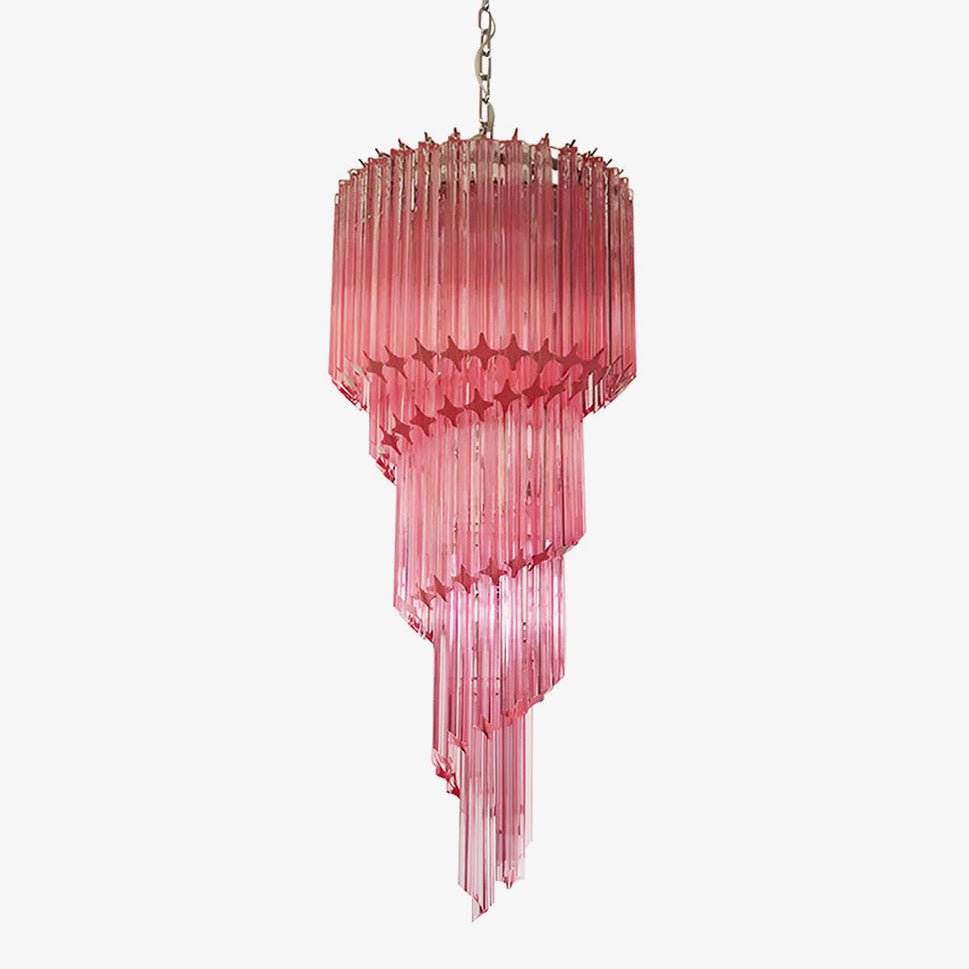 Spiral Prism Glass Chandelier - ∅ 15.7″ x H 39.4″Pink & NickelBlushlighting