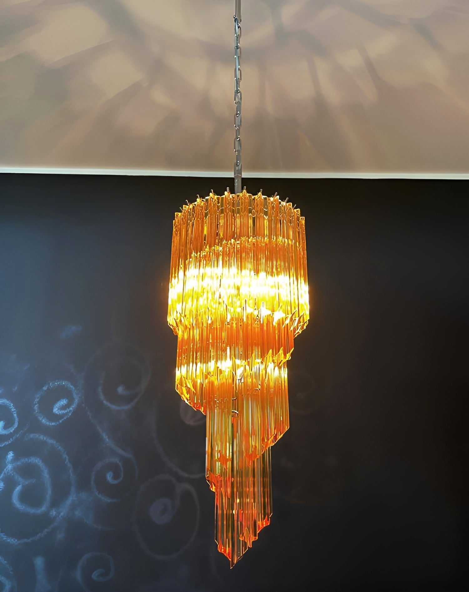 Spiral Prism Glass Chandelier - ∅ 15.7″ x H 39.4″Amber & NickelBlushlighting