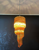 Spiral Prism Glass Chandelier - ∅ 15.7″ x H 39.4″Amber & NickelBlushlighting