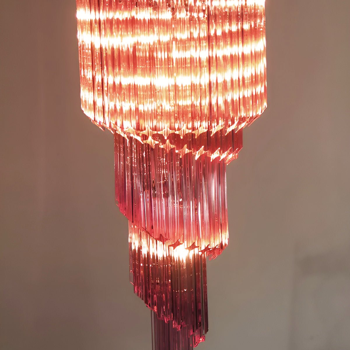 Spiral Prism Glass Chandelier - ∅ 15.7″ x H 39.4″Pink & NickelBlushlighting