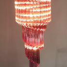Spiral Prism Glass Chandelier - ∅ 15.7″ x H 39.4″Pink & NickelBlushlighting