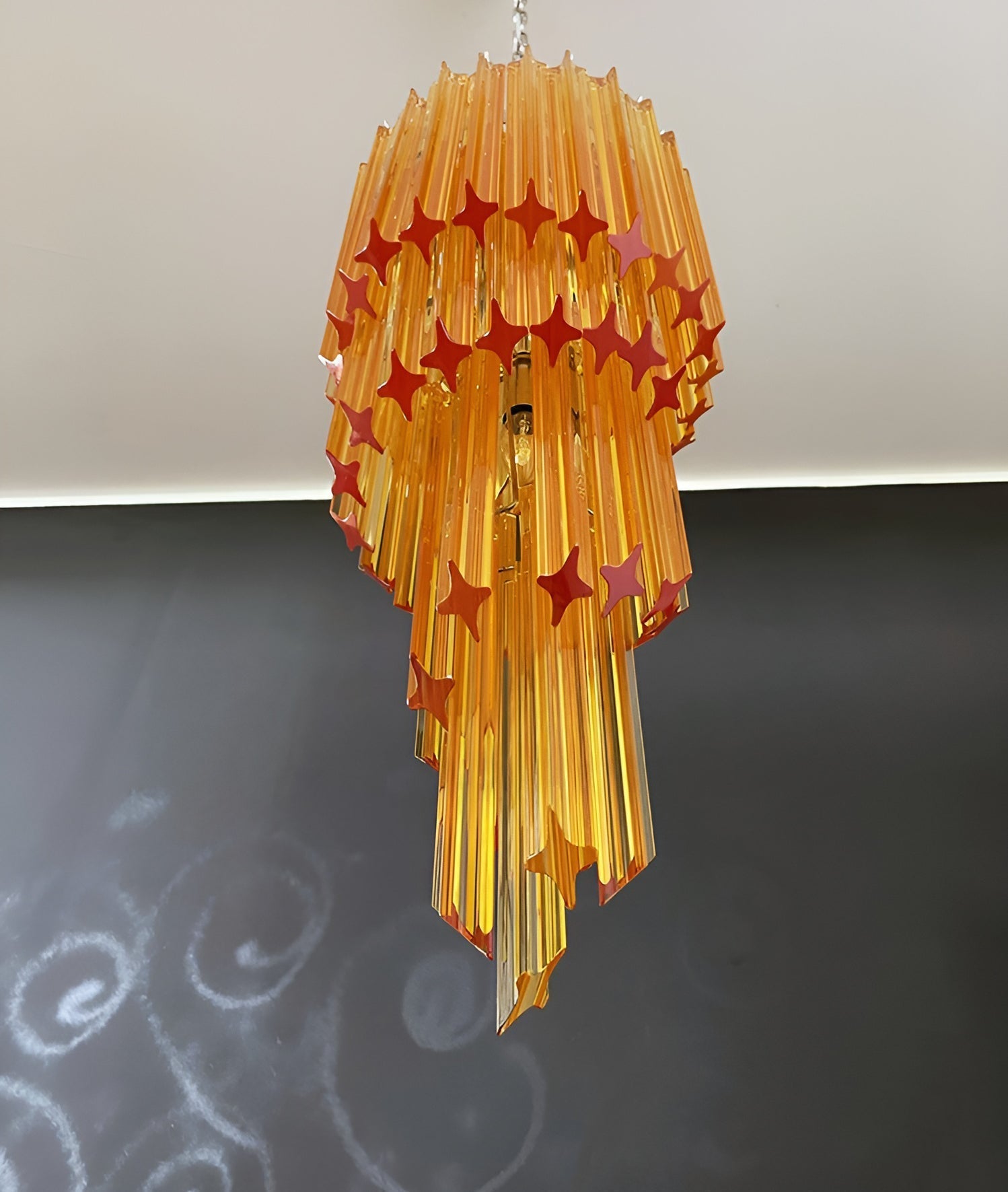 Spiral Prism Glass Chandelier - ∅ 15.7″ x H 39.4″Amber & NickelBlushlighting