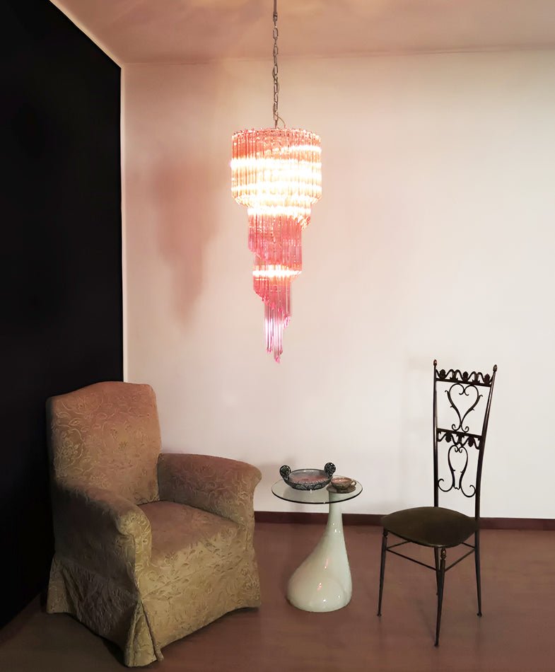 Spiral Prism Glass Chandelier - ∅ 15.7″ x H 39.4″Amber & Clear & NickelBlushlighting