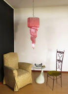 Spiral Prism Glass Chandelier - ∅ 15.7″ x H 39.4″Pink & NickelBlushlighting
