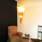Spiral Prism Glass Chandelier - ∅ 15.7″ x H 39.4″Pink & NickelBlushlighting
