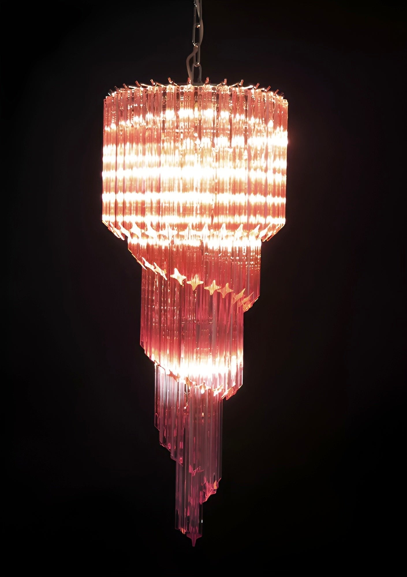 Spiral Prism Glass Chandelier - ∅ 15.7″ x H 39.4″Amber & Clear & NickelBlushlighting