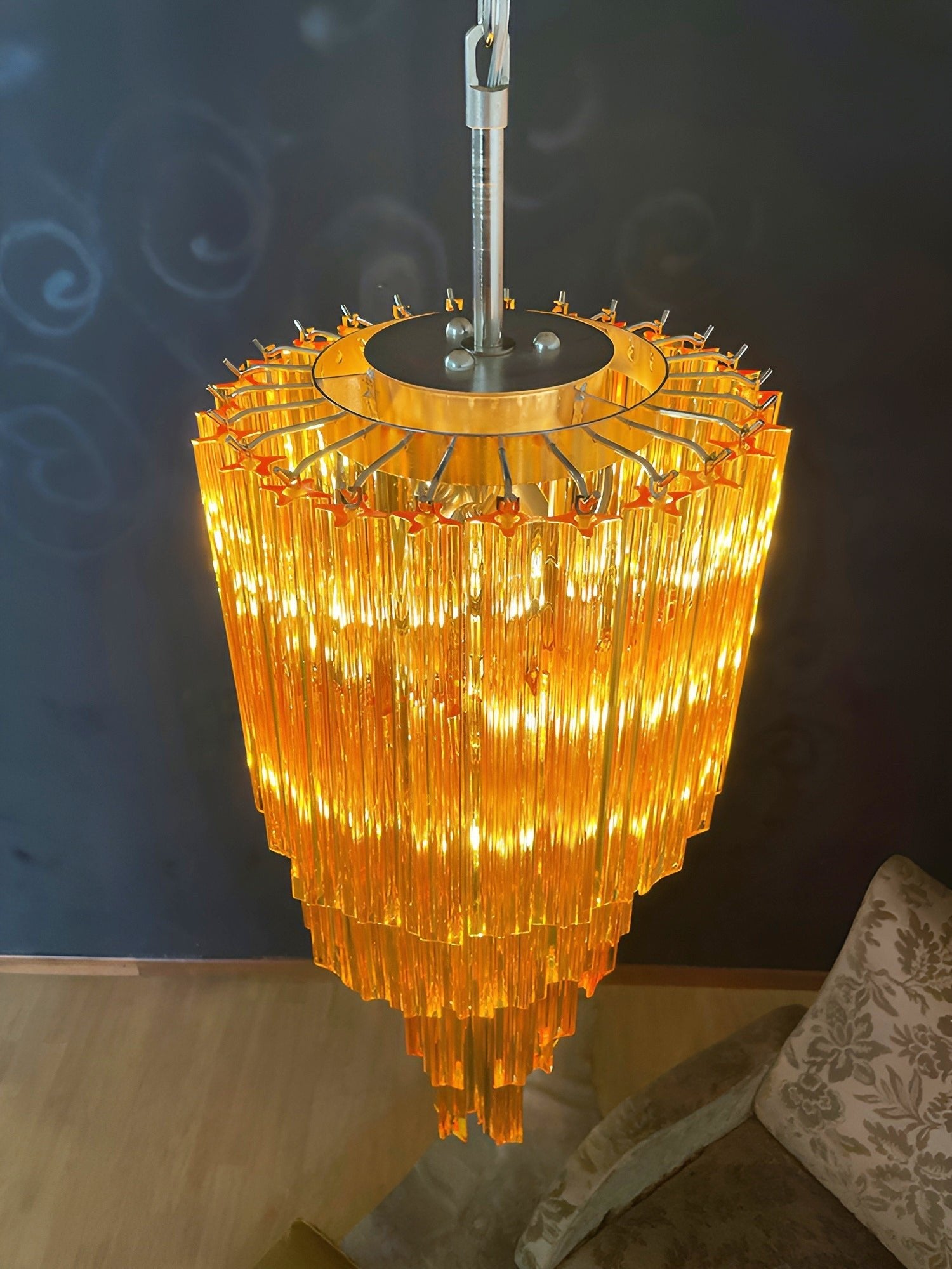 Spiral Prism Glass Chandelier - ∅ 15.7″ x H 39.4″Amber & NickelBlushlighting