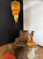 Spiral Prism Glass Chandelier - ∅ 15.7″ x H 39.4″Amber & NickelBlushlighting