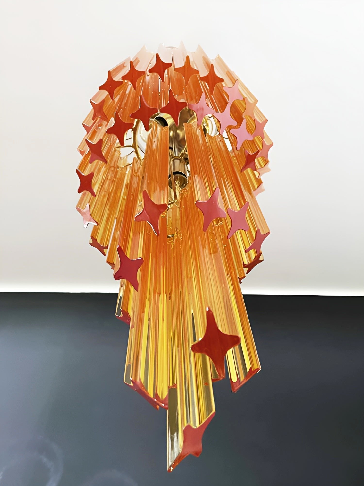 Spiral Prism Glass Chandelier - ∅ 15.7″ x H 39.4″Amber & NickelBlushlighting