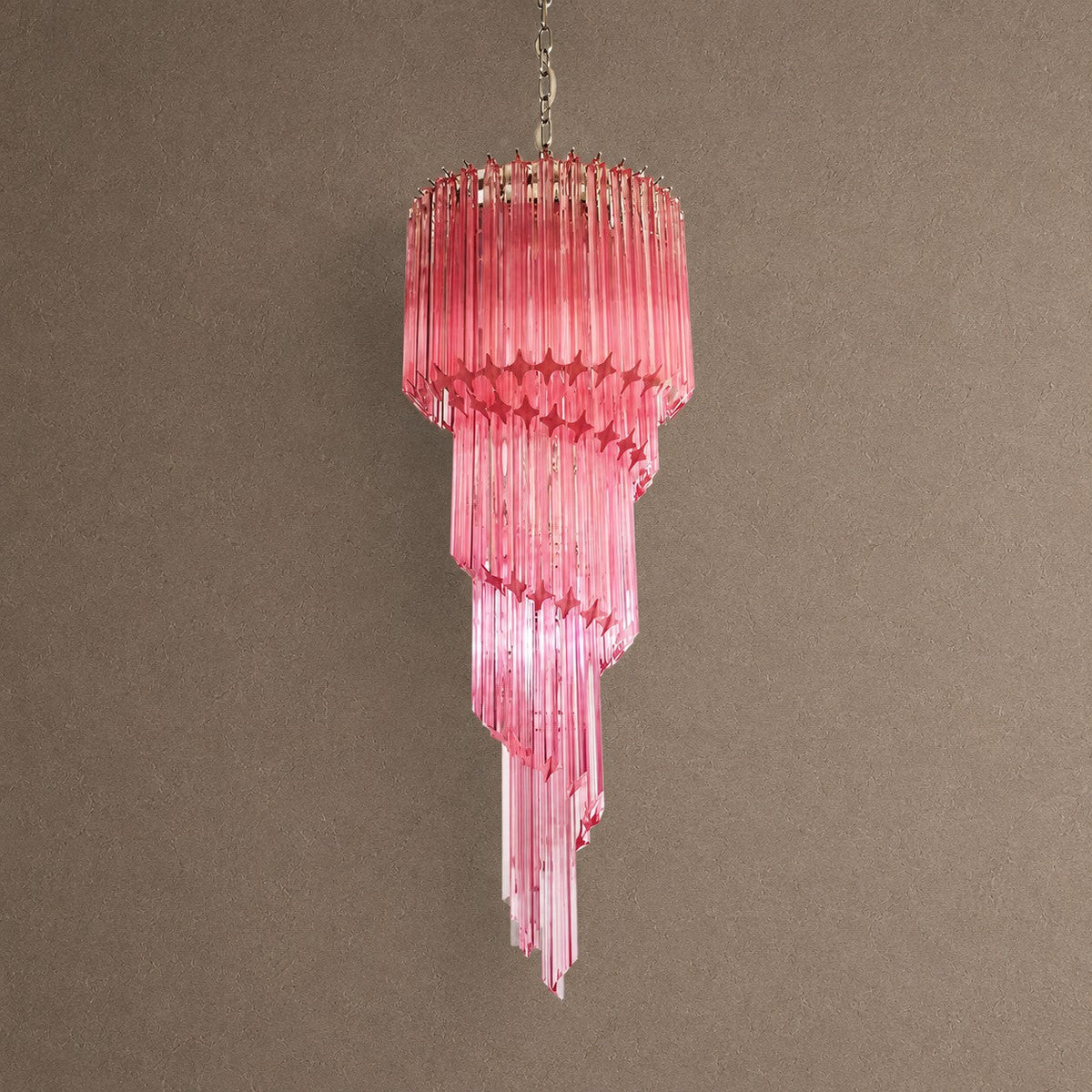 Spiral Prism Spiral Chandelier - ∅ 15.7″ x H 39.4″Pink & NickelBlushlighting