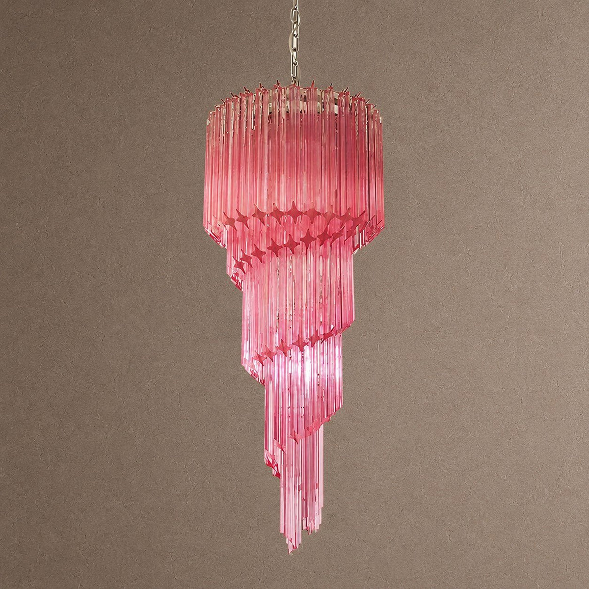 Spiral Prism Spiral Chandelier - ∅ 15.7″ x H 39.4″Pink & NickelBlushlighting
