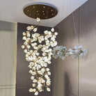 Spiral Pure White Magnolia Chandelier with Golden Branches for Staircase/High - ceiling Space/Foyer/ Duplex - D31.5"*H70.9"/57.9KgWarm LightBlushlighting
