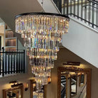 Spiral Tiered Crystal Chandelier in Black Finish - D19.7"*H25.6"Warm LightBlushlighting