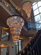 Spiral Tiered Crystal Chandelier in Black Finish - D19.7"*H25.6"Warm LightBlushlighting