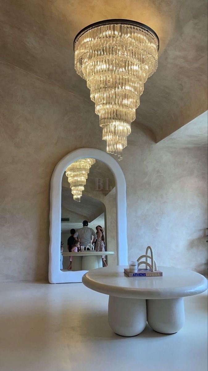 Spiral Tiered Crystal Chandelier in Black Finish - D19.7"*H25.6"Warm LightBlushlighting