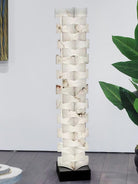Stacked Alabaster Squares Floor Lamp - L 11 " x W 7.1 " x H 63 " / L 28cm x W 18cm x H 160cmWarm LightUS PlugBlushlighting