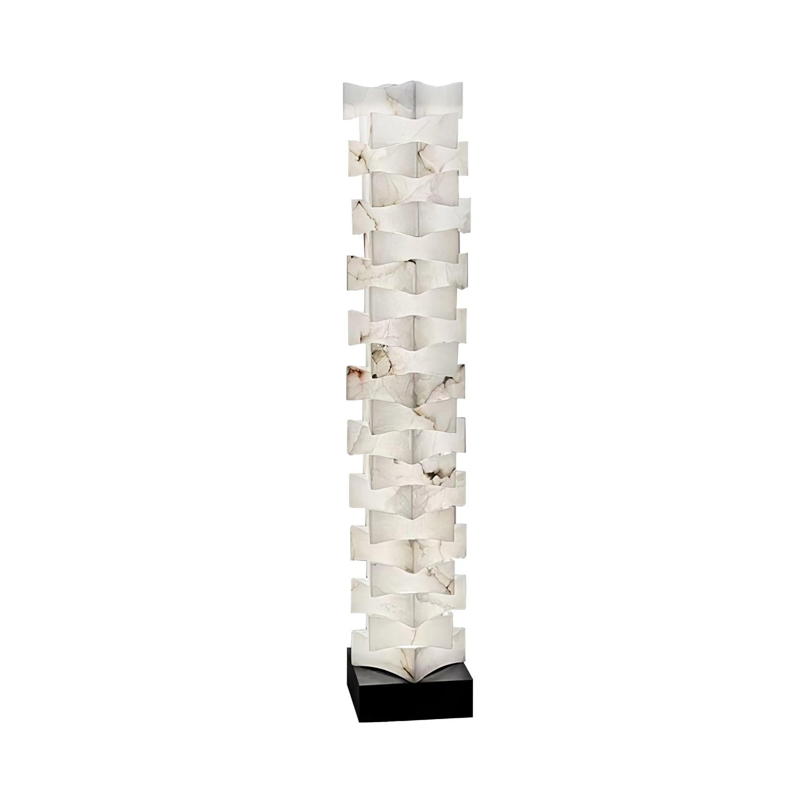 Stacked Alabaster Squares Floor Lamp - L 11 " x W 7.1 " x H 63 " / L 28cm x W 18cm x H 160cmWarm LightUS PlugBlushlighting