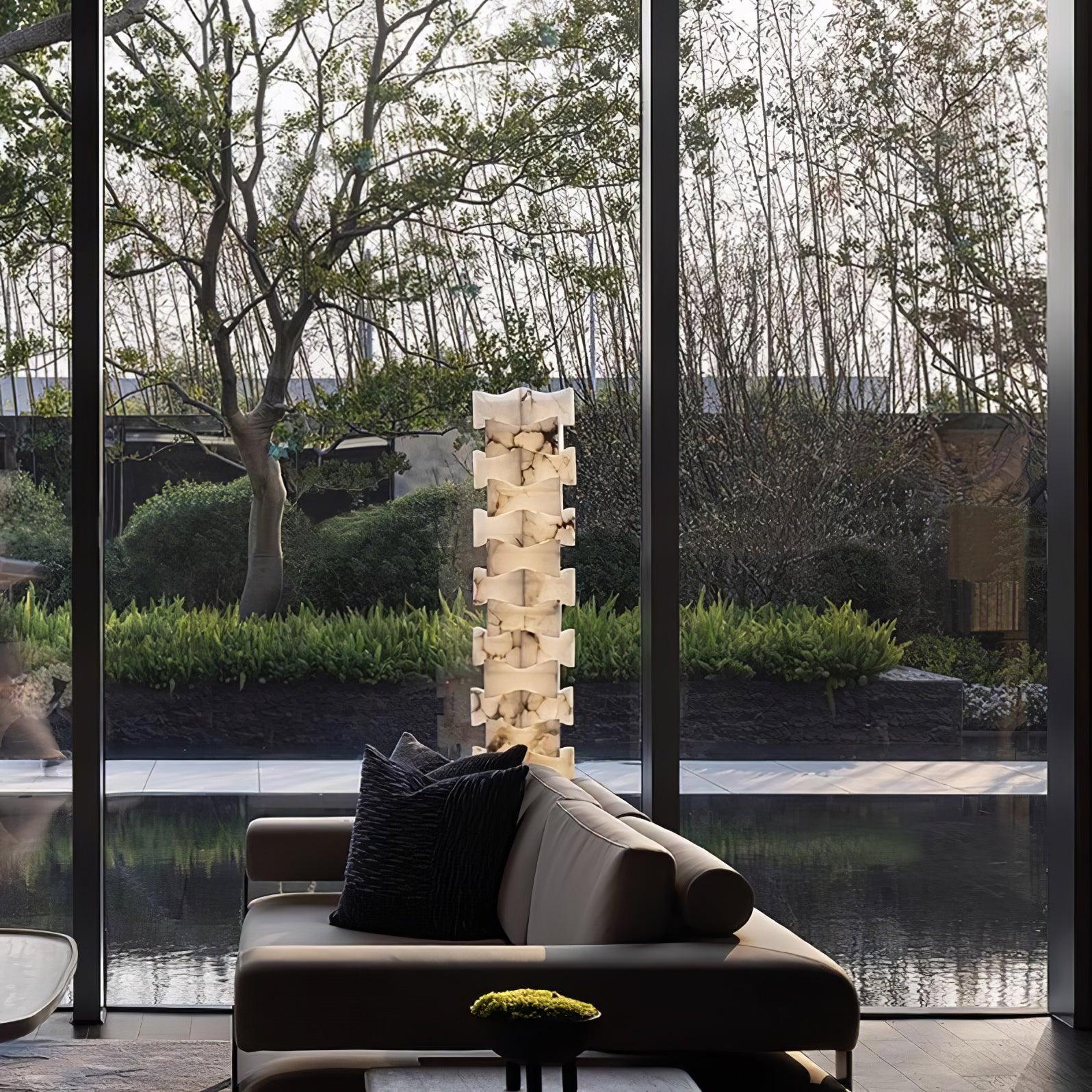 Stacked Alabaster Squares Floor Lamp - L 11 " x W 7.1 " x H 63 " / L 28cm x W 18cm x H 160cmWarm LightUS PlugBlushlighting