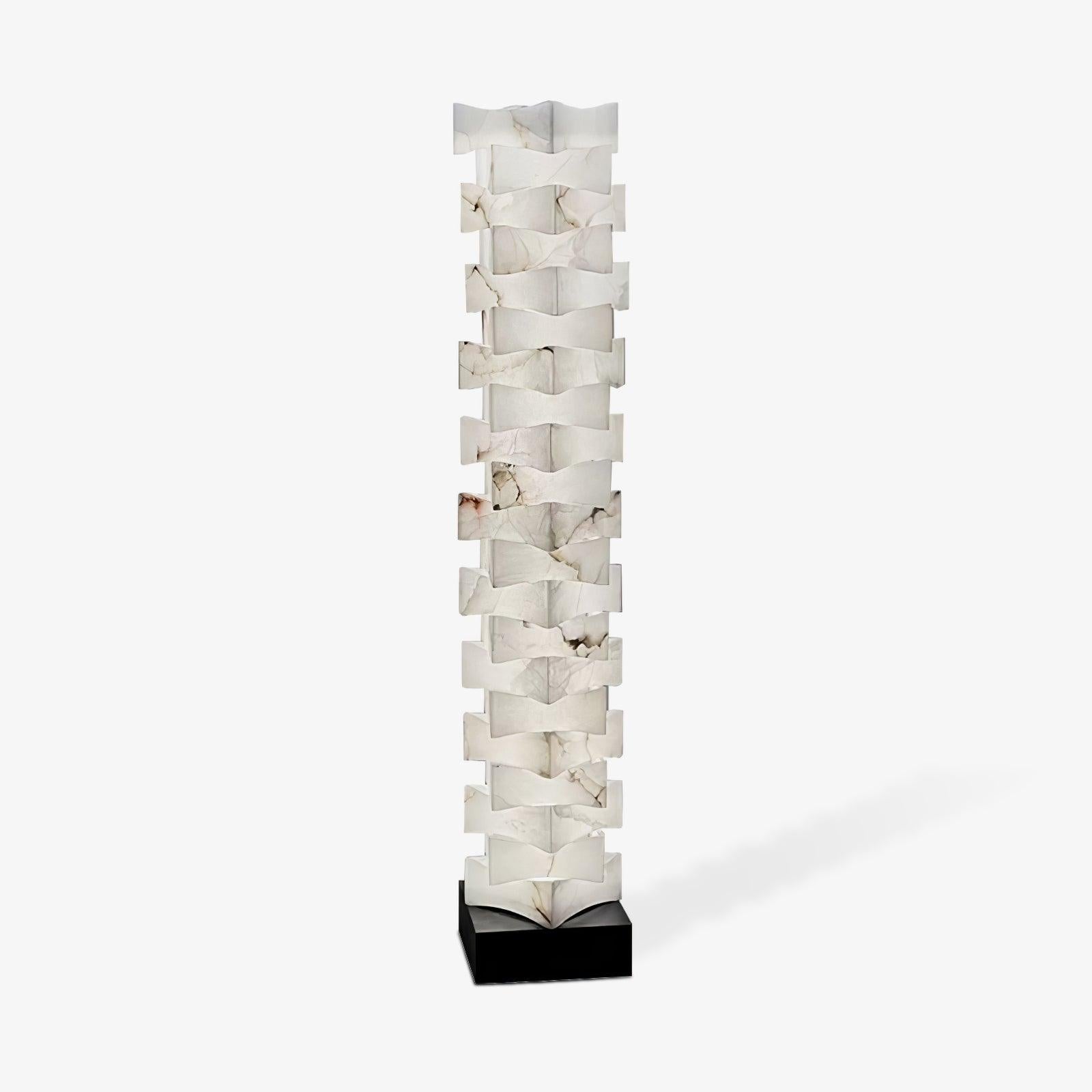 Stacked Alabaster Squares Floor Lamp - L 11 " x W 7.1 " x H 63 " / L 28cm x W 18cm x H 160cmWarm LightUS PlugBlushlighting