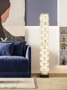 Stacked Alabaster Squares Floor Lamp - L 11 " x W 7.1 " x H 63 " / L 28cm x W 18cm x H 160cmWarm LightUS PlugBlushlighting