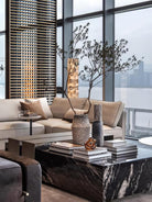 Stacked Alabaster Squares Floor Lamp - L 11 " x W 7.1 " x H 63 " / L 28cm x W 18cm x H 160cmWarm LightUS PlugBlushlighting