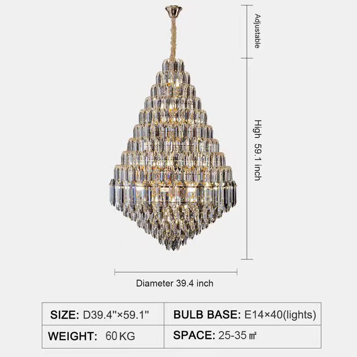 Staircase/Foyer Chandelier With High Clarity Crystals Luxury Ceiling Light - Blushlighting