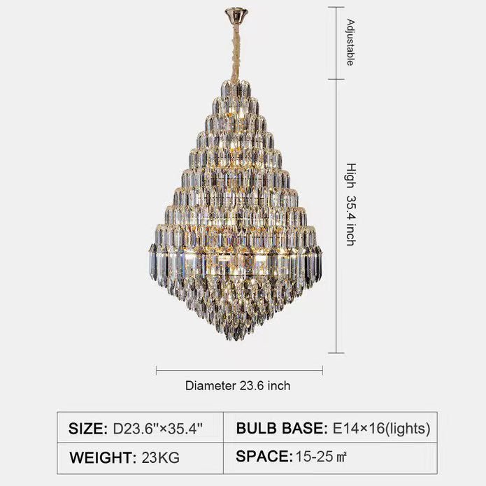 Staircase/Foyer Chandelier With High Clarity Crystals Luxury Ceiling Light - Blushlighting