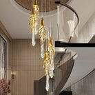 Stairwell Branch Strata Crystal Spiral Chandelier - Copper5 LightsBlushlighting