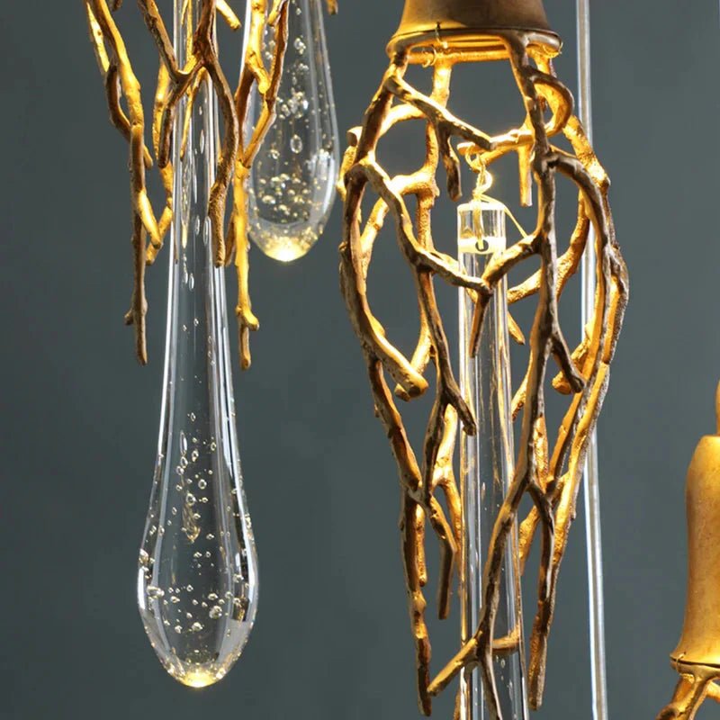 Stairwell Branch Strata Crystal Spiral Chandelier - Copper5 LightsBlushlighting
