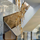 Stairwell Branch Strata Crystal Spiral Chandelier - Copper5 LightsBlushlighting